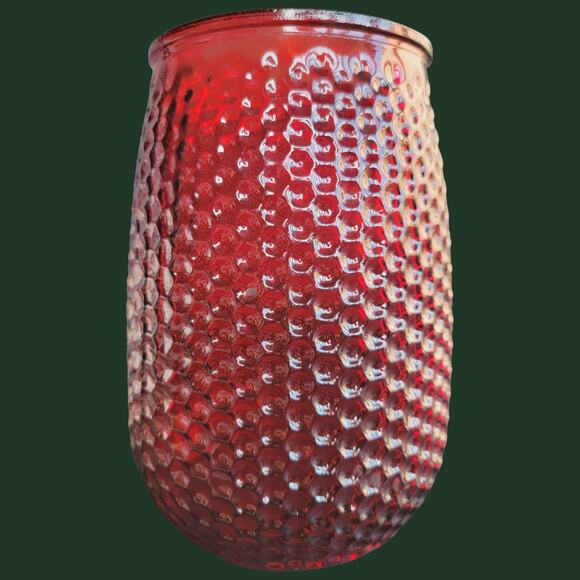 Vintage 1960s Red Glass Reverse Hobnail Vase - Picture 1 of 4